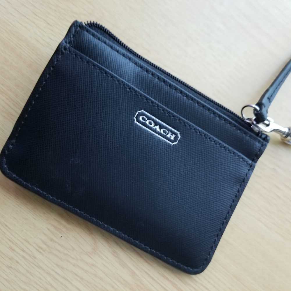 Blk leather ID holder/change purse